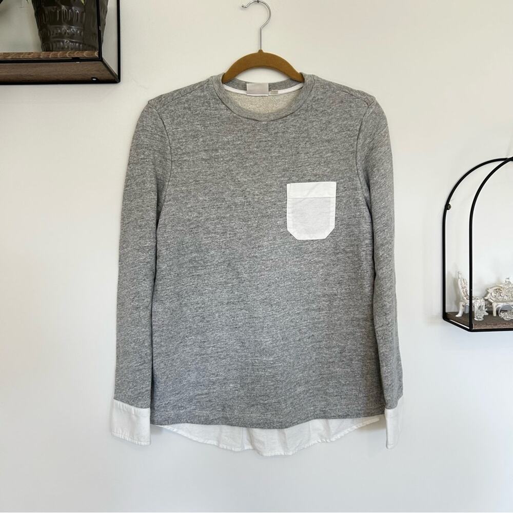 NWOT AG Adriano Goldschmied Gray & White Long Sleeve Crewneck Shirt Size Small